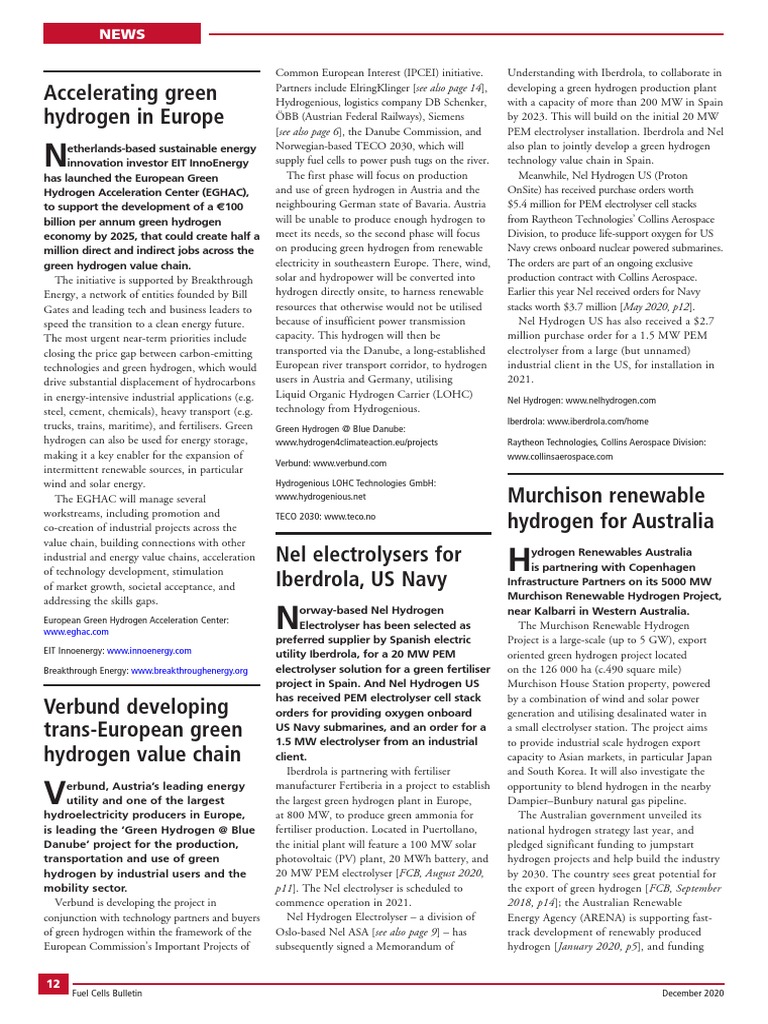 AcceleratinggreenhydrogeninEurope_2020_FuelCellsBulletin PDF