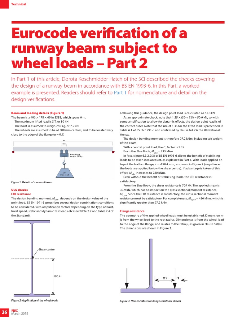 Eurocode Runway Beam Wheel Load Checks | PDF | Bending | Civil Engineering
