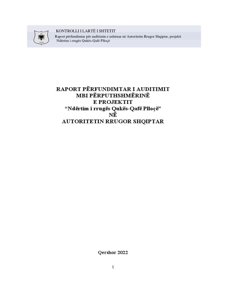 KLSH raport auditimi për Qukës-Qafë Plloçë | PDF