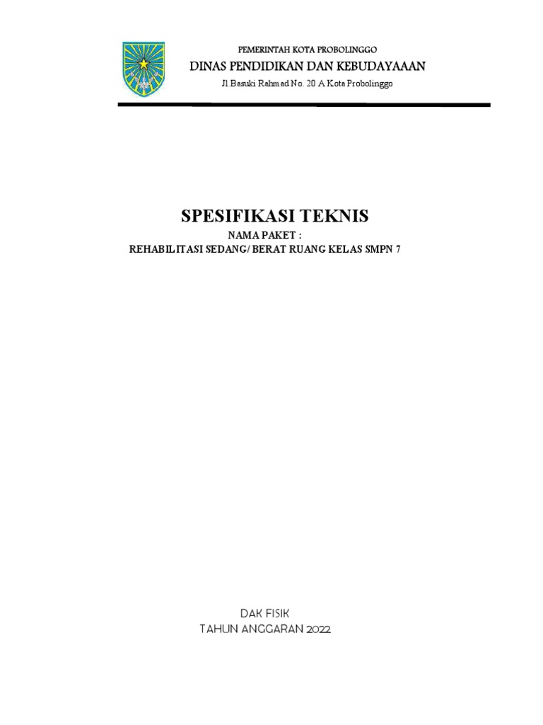 7.dokumen Spektek Dan Gambar SMPN 7 | PDF