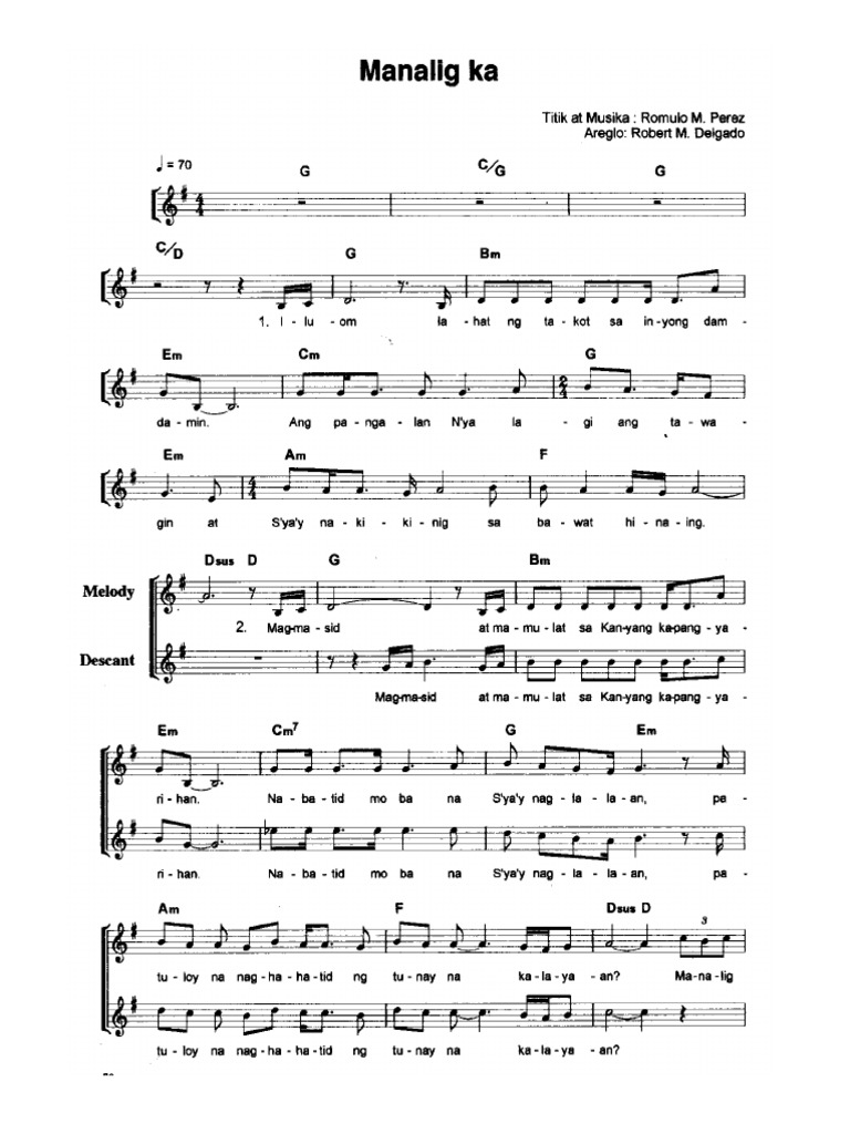 Manalig Ka Music Sheet Pdf