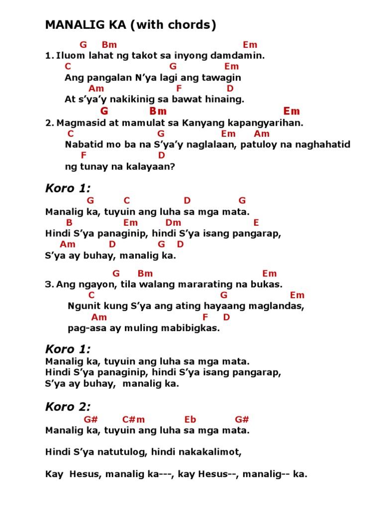 Manalig Ka With Chords Pdf