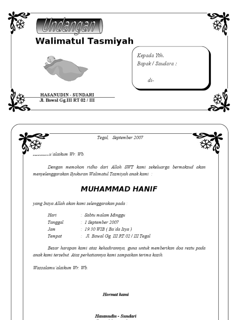 410 Koleksi Contoh Undangan Hajatan Aqiqah Gratis Terbaik