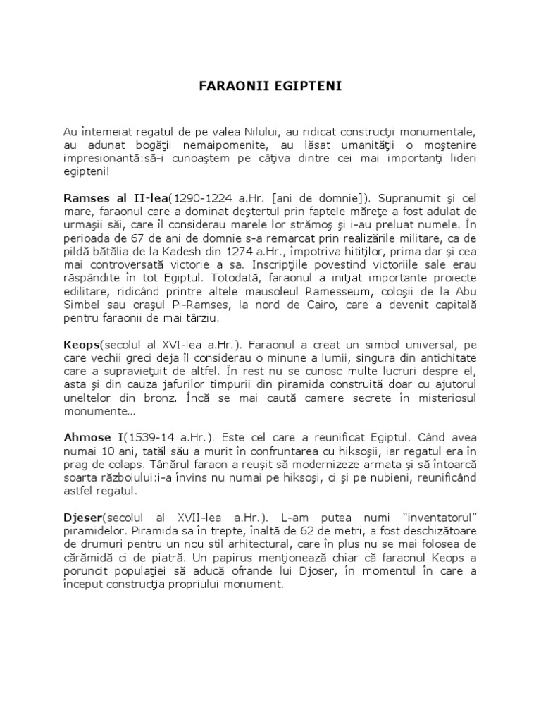 Faraonii Egipteni | PDF