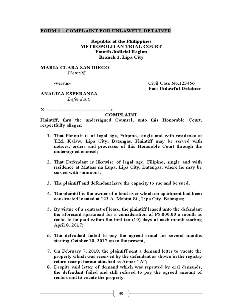 Legal Forms | PDF | Lawsuit | Complaint
