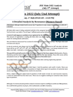 JEE Main 2022 July Session 2 Shift-1 (DT 27-07-2022) Detailed Analysis