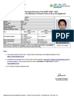 Common University Entrance Test CUET (UG) - 2022 Advance Information For Allotment of Exam Centre City To The Applicant