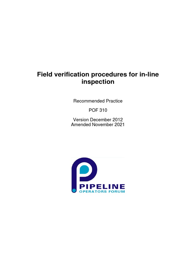 Field Verification for In-Line Inspection | PDF | Pipe (Fluid ...