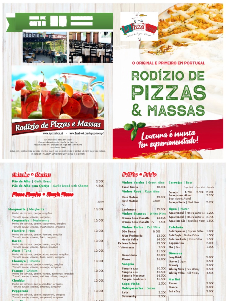 Pizza Loca Menu PDF Alimentos Comidas e bebidas