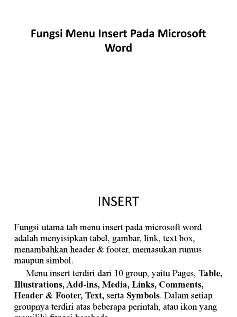 Fungsi Menu Insert di Microsoft Word | PDF | Komputer