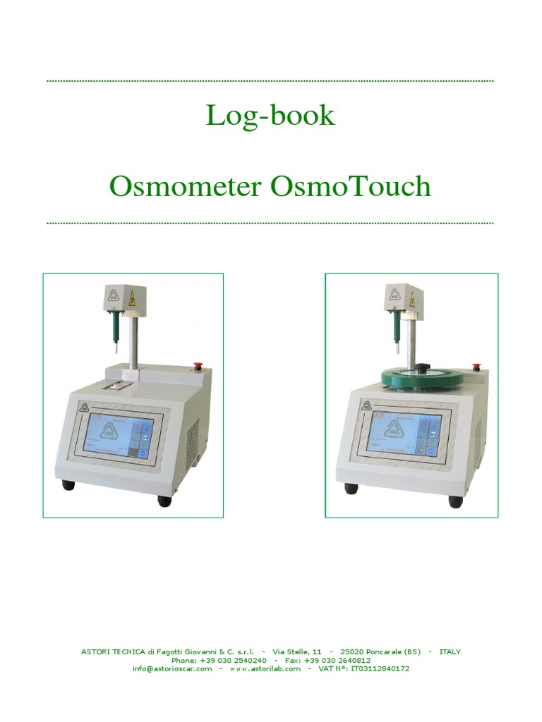 LogBook Osmometer Osmotouch PDF Saline (Medicine) Sodium Chloride