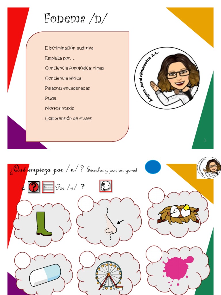Actividades Fonológicas con el Fonema /n/ | PDF | Voz humana | Lingüística