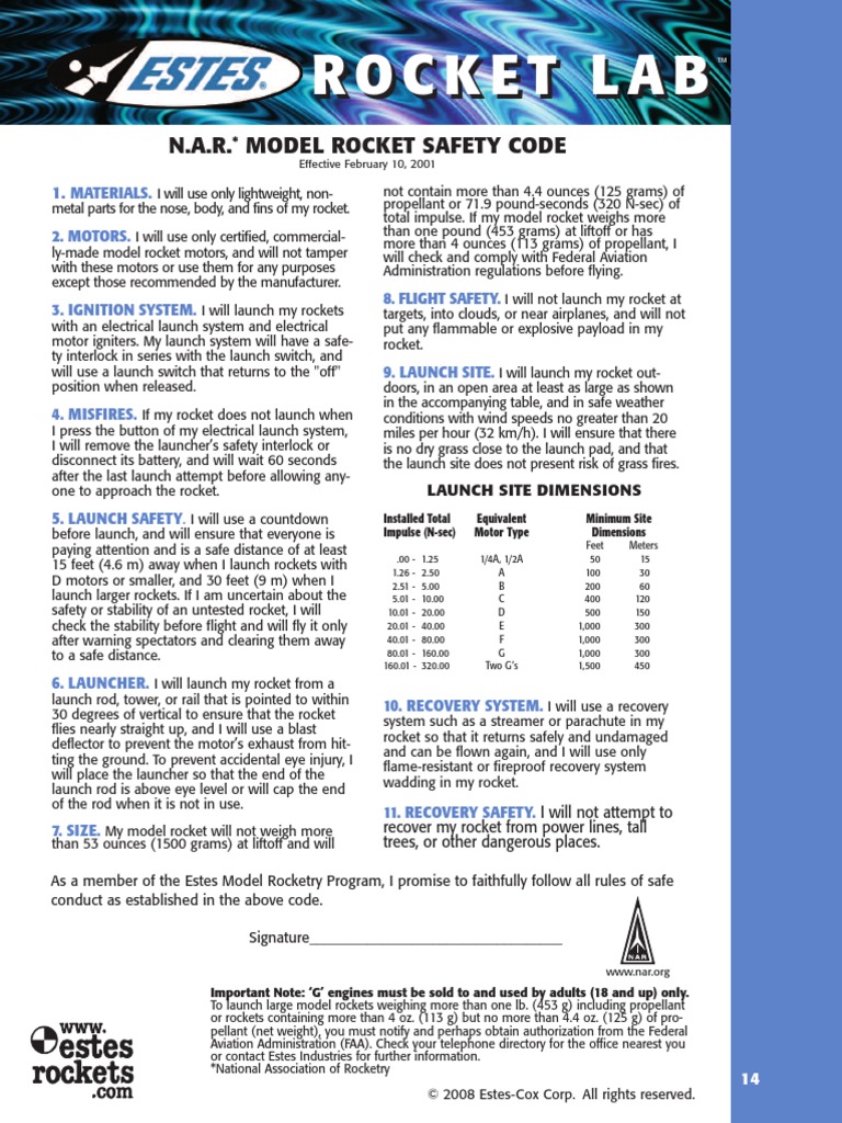 NAR Model Rocket Safety Code PDF Rocket Aerospace