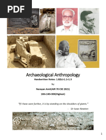 Archaeological Anthropology: Handwritten Notes: 1.8 (B) +1.1+1.3