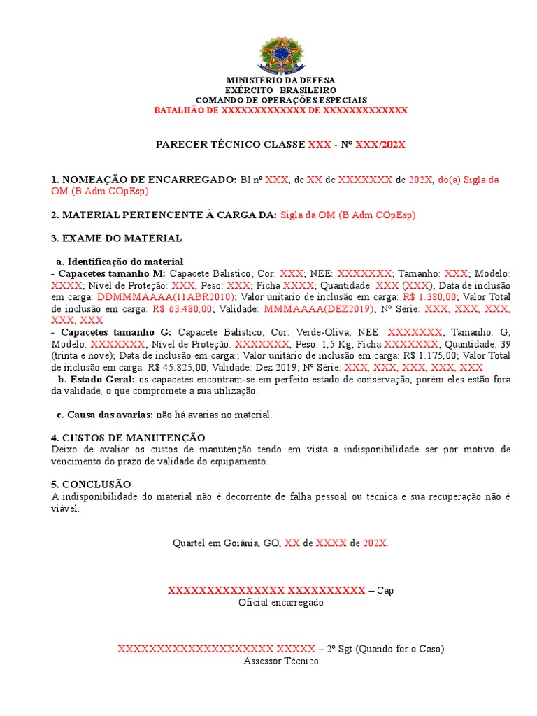 Modelo Parecer Técnico | PDF