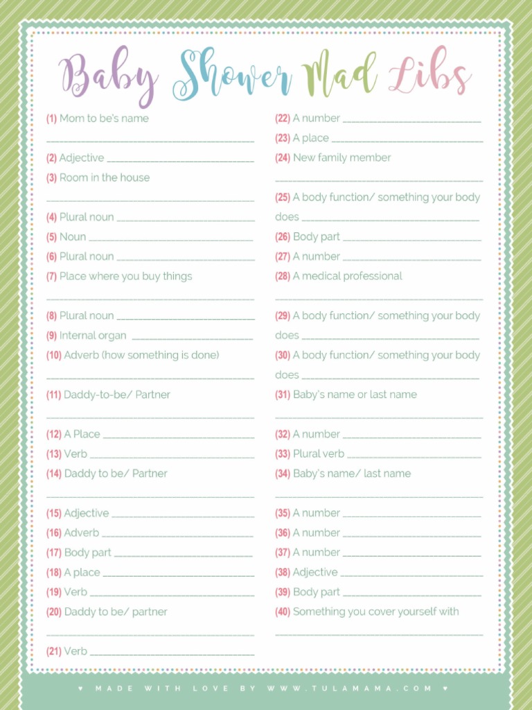 Baby Shower Mad Libs | PDF