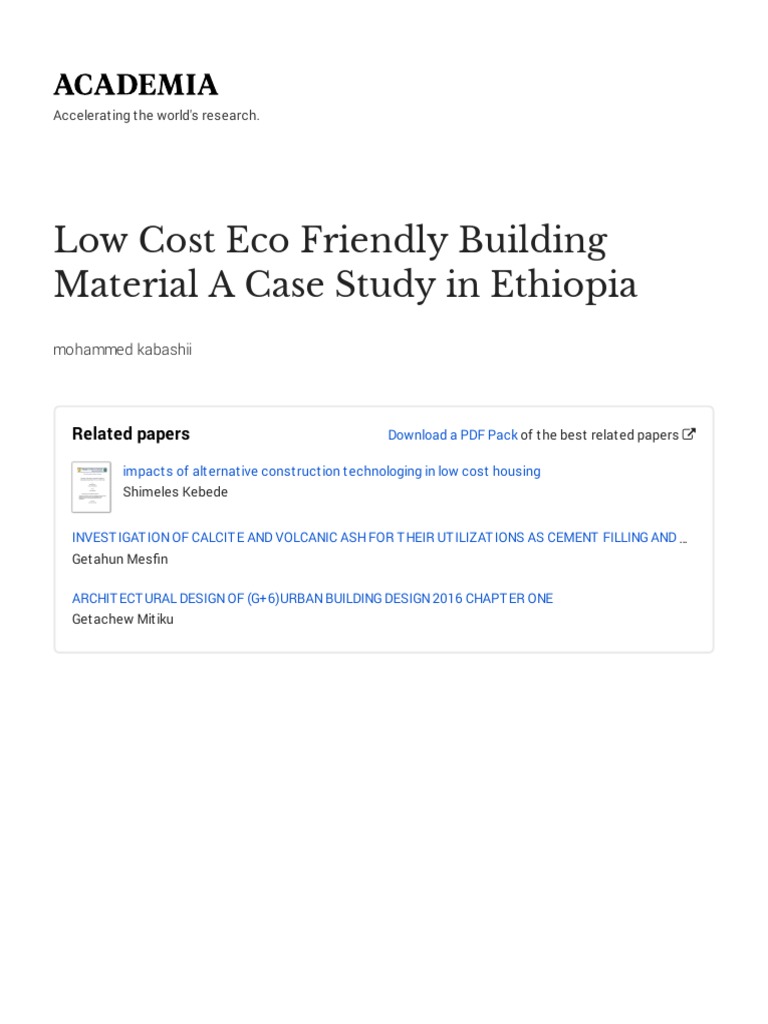 View of Low Cost Eco Friendly Building Material A Case Study in Ethiopia With ...
