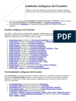 Pueblos y Nacionalidades Indígenas Del Ecuador EXAMEN 3º B.G.U.