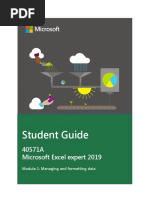 Student Guide: 40571A Microsoft Excel Expert 2019