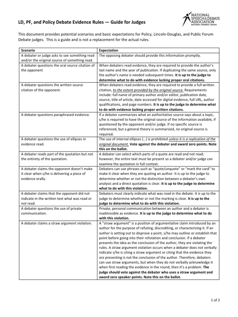 Debate Evidence Rules for Judges | PDF | Evidence | Argument