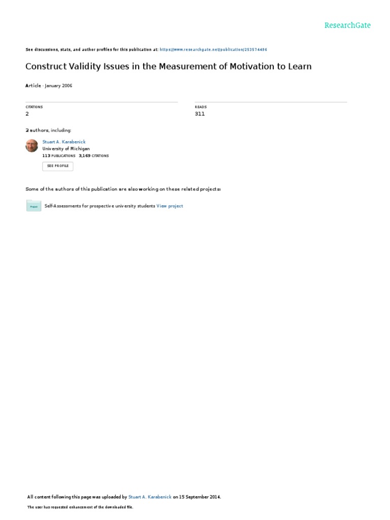 Construct Validity Issues in The Measurement of Mo | PDF | Validity ...