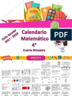 Calendario Matemático 4° Cuarto Bimestre