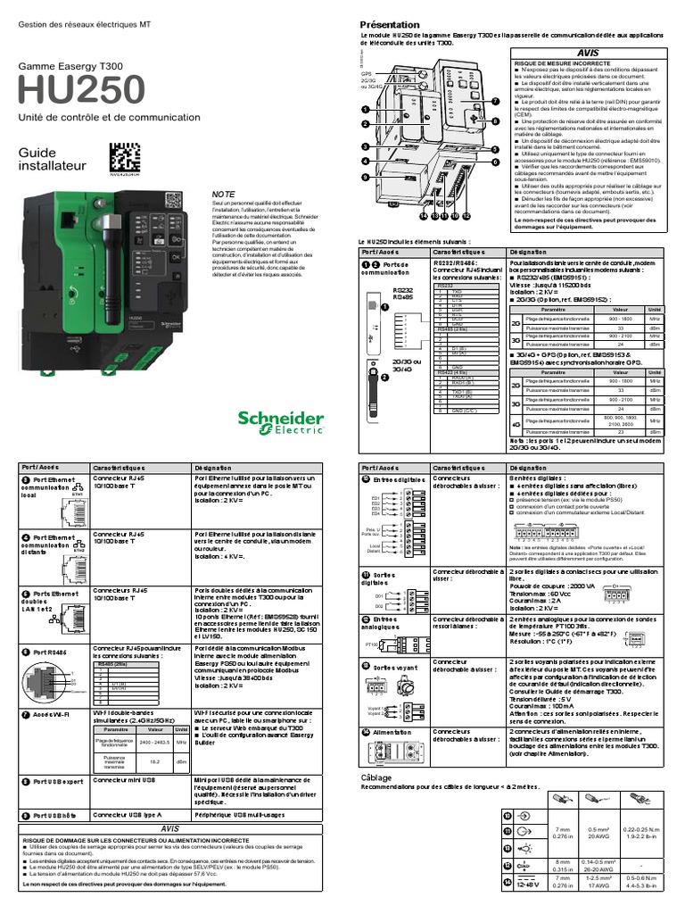 NVE42634-04 - Guide Installateur HU250 | PDF | USB | Modem