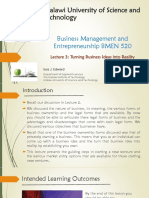 Malawi University of Science and Technology: Business Management and Entrepreneurship BMEN 520