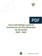 Guía metodológica del plan municipal de desarrollo 2020-2024