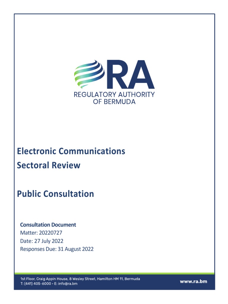 2022 07 27 2022 Review of Electronic Communications Sector Consultation Document FINAL PDF