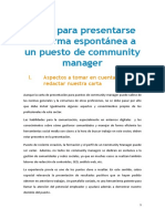 Carta para Presentarse de Forma Espontánea A Un Puesto de Community Manager