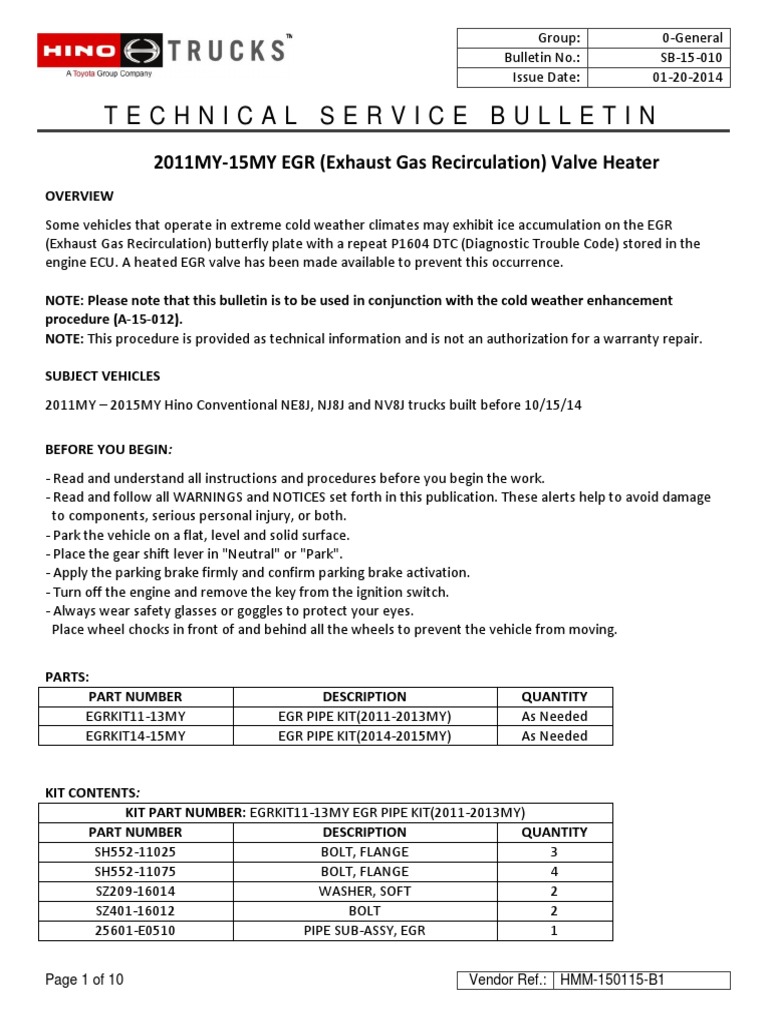 Sb15010 11my15my Egr Valve Heater PDF Screw Nut (Hardware)