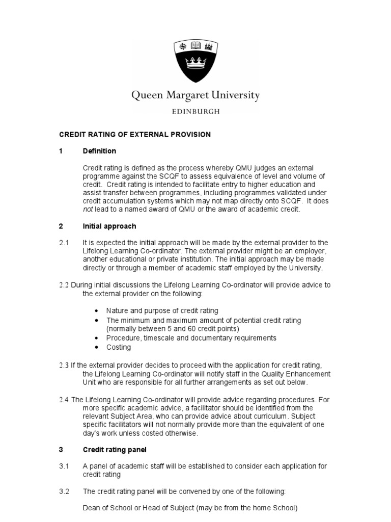 Credit Rating Process for External Programs | PDF | Distance Education ...