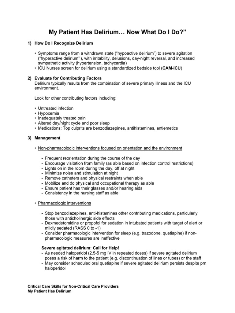 Managing Delirium in Non-Critical Care | PDF | Self-Improvement | Wellness