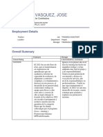 Urdanigo Vasquez, Jose: Employment Details