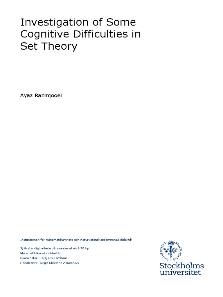 Cognitive Challenges in Set Theory | PDF | Set (Mathematics) | Concept