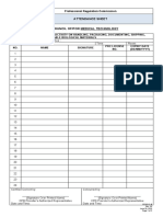 PRC attendance sheet for biological materials handling