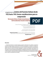 La Política Económica Del Fascismo Italiano Desde 1922 Hasta 1943: Breves Consideraciones para Su Comprensión