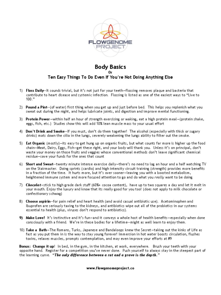 Body Basics Ten Easy Things To Do Even If You're Not Doing Anything