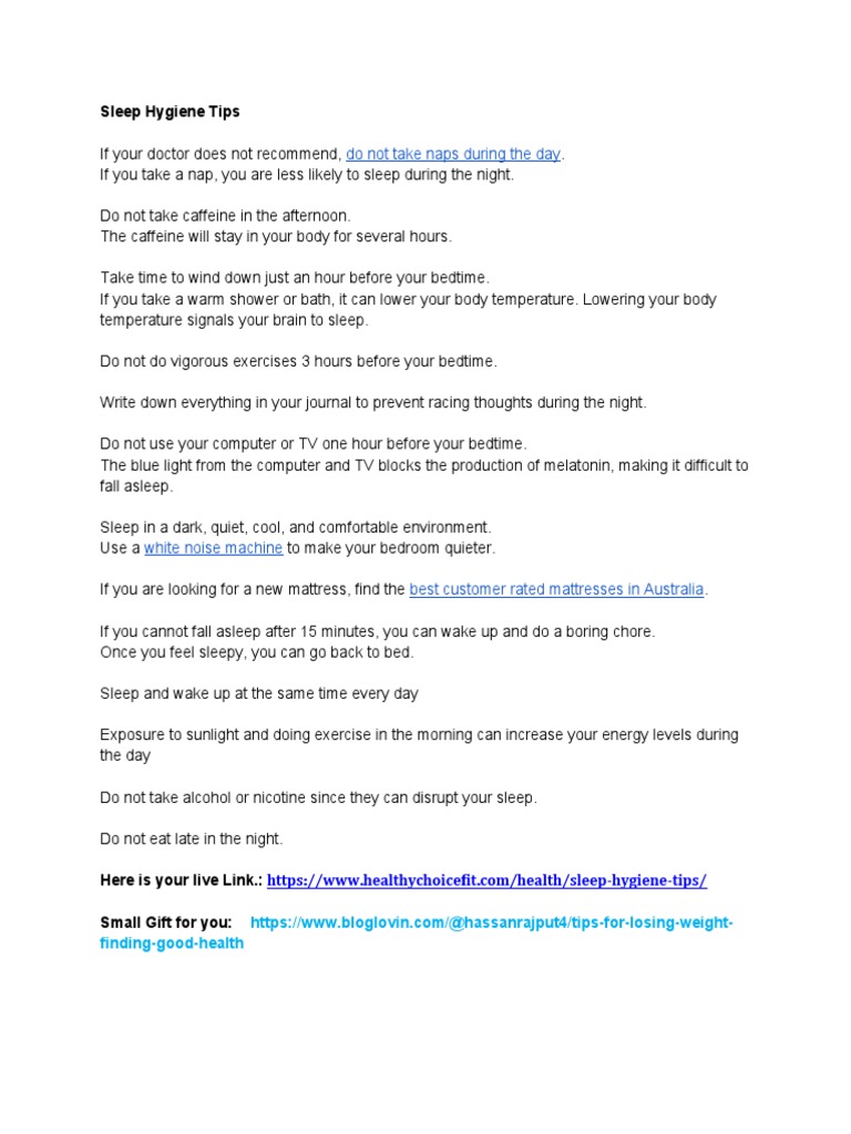 Essential Sleep Hygiene Tips | PDF | Self-Improvement | Lifestyle