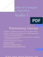 Aralin 1 - Kahalagahan at Katangian NG Pagbabasa (Pebrero 18,2022)