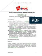 Bolivia: Decreto Supremo #1888, 4 de Febrero de 2014