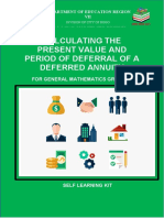Calculating The Present Value and Period of Deferral of A Deferred Annuity