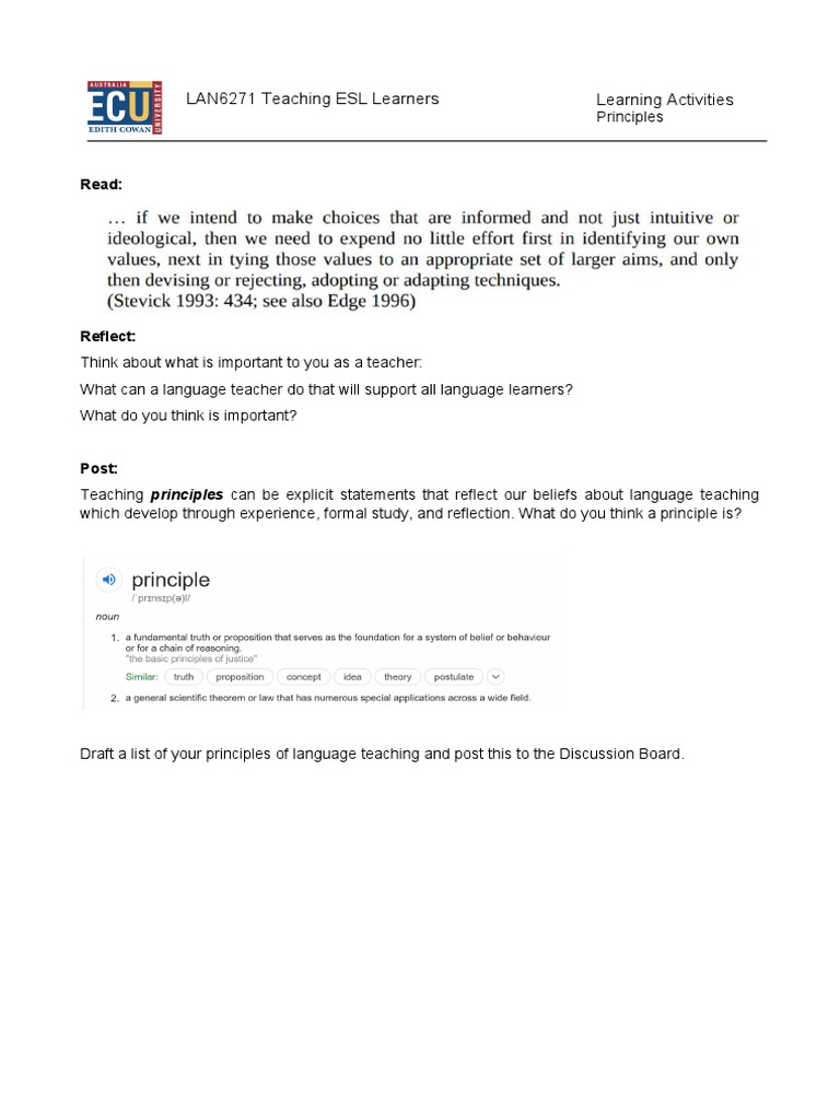 ESL Teaching Principles and Activities | PDF