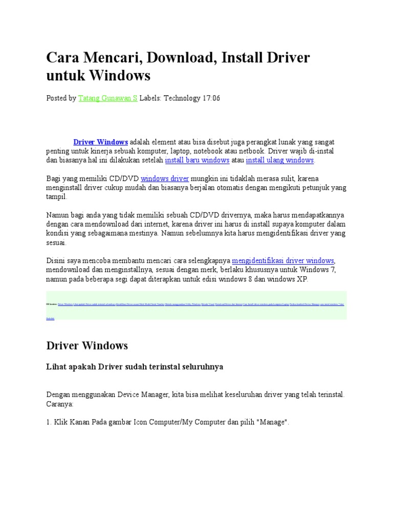 Cara Instal Drive PD Windows | PDF | Teknologi & Rekayasa
