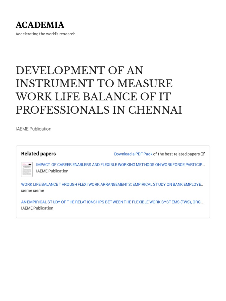 DEVELOPMENT OF AN INSTRUMENT TO MEASURE WORK LIFE BALANCE OF IT ...