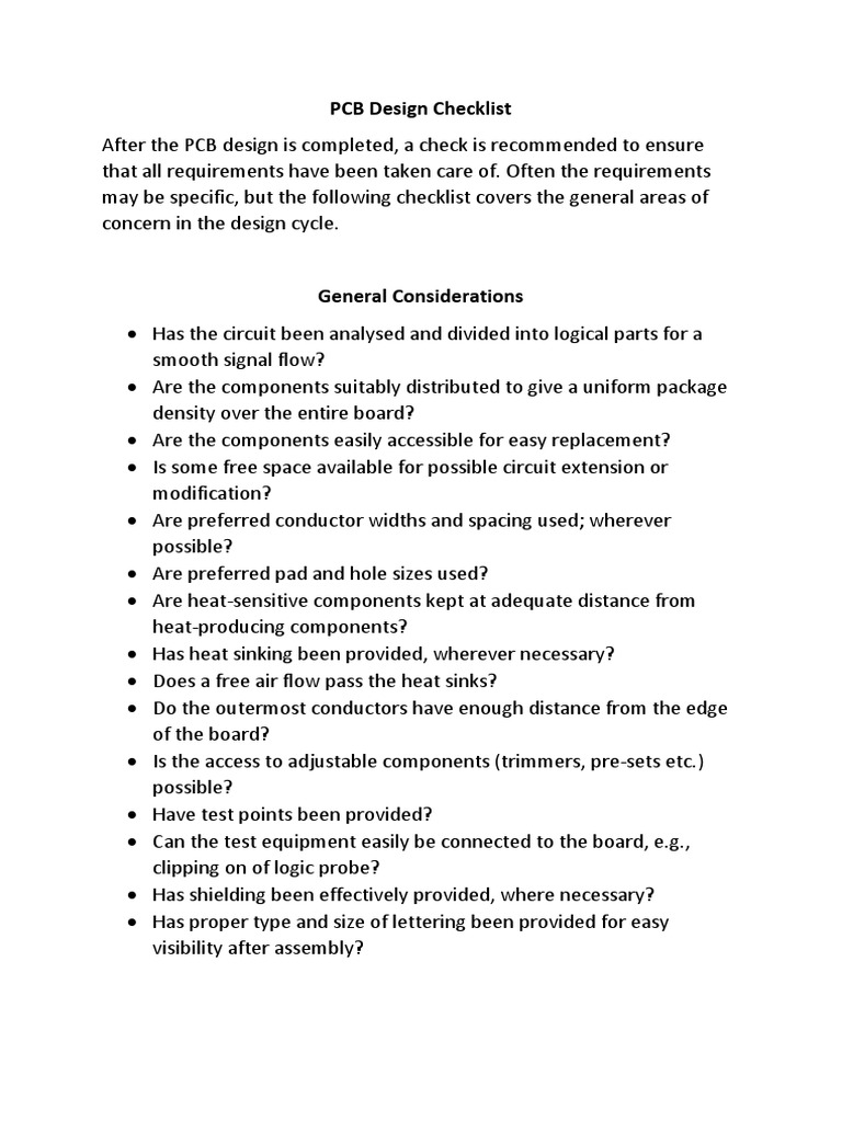 3.2 2 PCB Design Checklist | PDF | Electronic Circuits | Printed