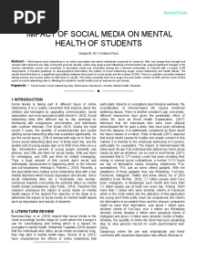 Impact of Social Media On Mental Health of Students: Abstract
