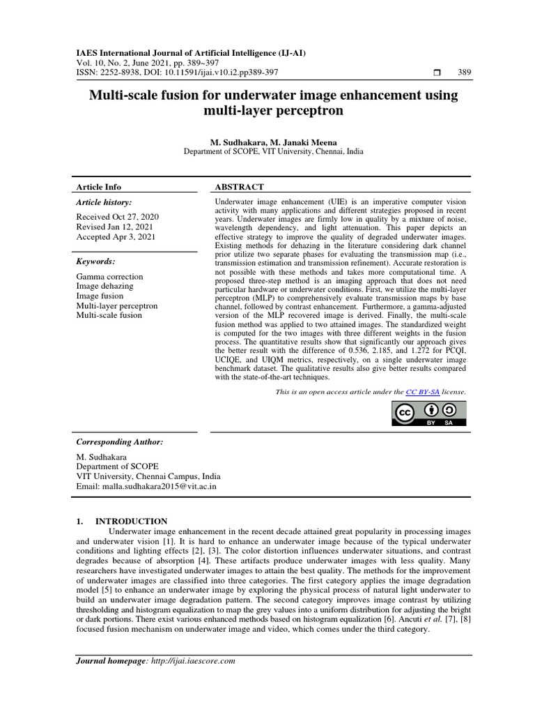 Multi-Scale Fusion For Underwater Image Enhancement Using Multi-Layer ...