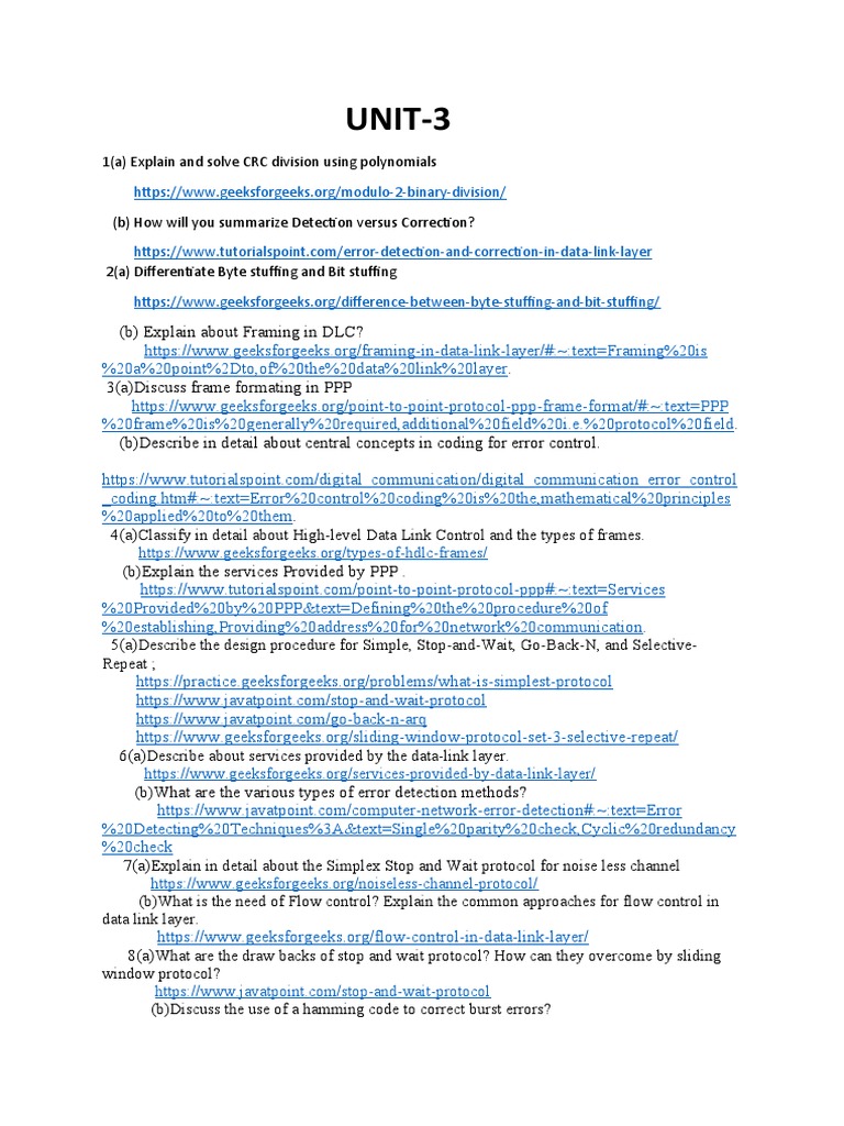 CN Unit-3 Answers | PDF | Network Architecture | Telecommunications